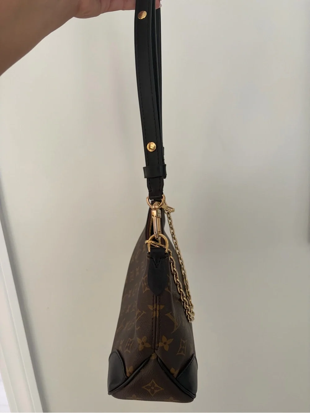 Louis Vuitton Boulogne Shoulder Bag with Black Trim and Gold Hardware